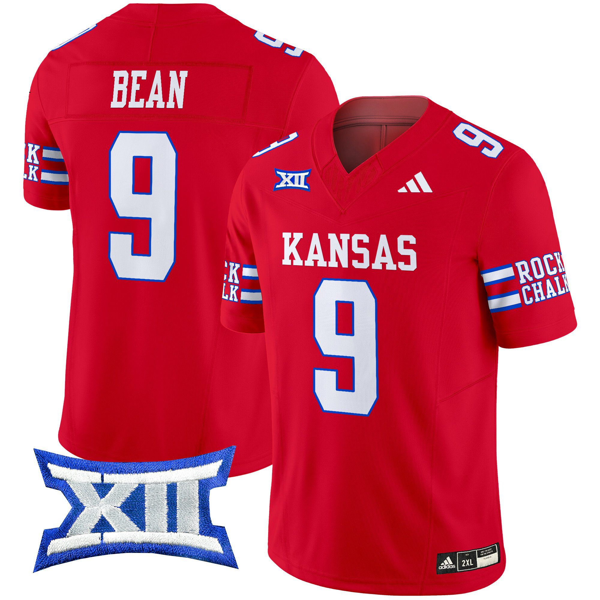 Men Kansas Jayhawks #9 Bean Red 2024 Vapor Limited NCAA Jersey